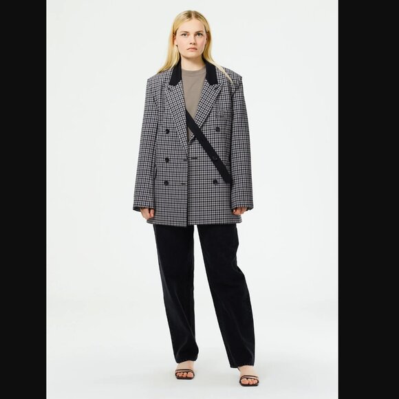 NWT Tibi Double Faced Menswear Check Double Breasted Blazer sz 4 - Picture 1 of 13